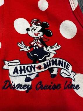Disney Cruise Line Ahoy Minnie Mouse Red Polka Dot Sleeveless Hooded CoverUp YXL